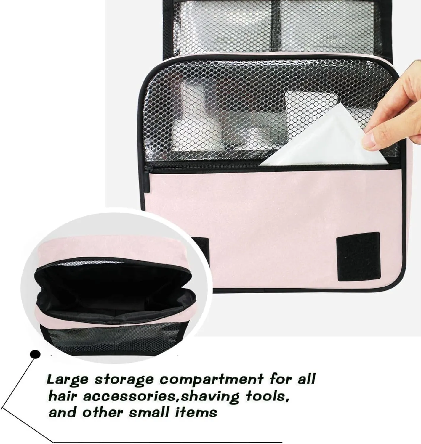 ODAWA Toiletry Bag Misty Rose Large Capacity Hanging Cosmetic Case Portable Hanging Organizer for Travel
