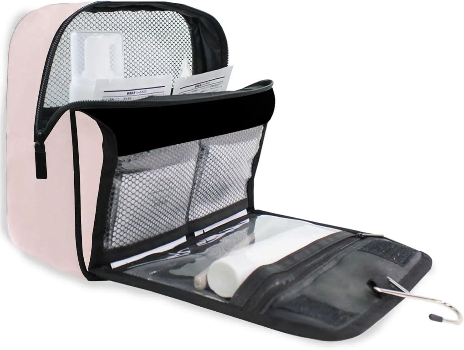 ODAWA Toiletry Bag Misty Rose Large Capacity Hanging Cosmetic Case Portable Hanging Organizer for Travel