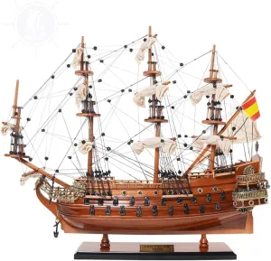 Old Modern Handicrafts San Felipe Small Ship Model - Fully Assembled Ship Model Exquisite Nautical Décor for Home & Office - 19.0L x 7.0W x 18.0H Inches