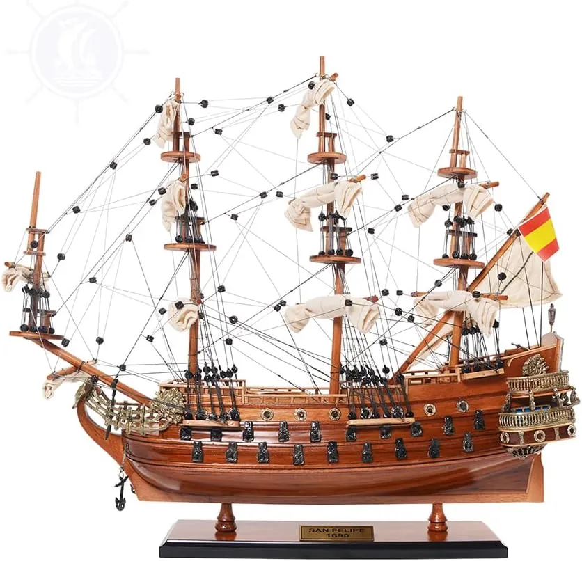 Old Modern Handicrafts San Felipe Small Ship Model - Fully Assembled Ship Model Exquisite Nautical Décor for Home & Office - 19.0L x 7.0W x 18.0H Inches