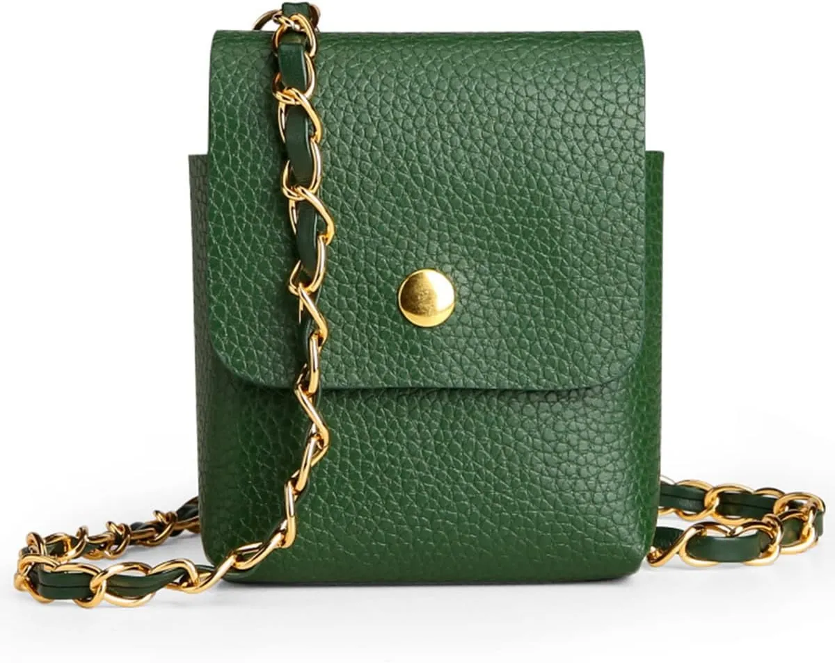 Omio Compatible with Samsung Galaxy Z Flip 5 Case Flip Crossbody Bag Luxury PU Leather Wallet Case with Detachable Lanyard Slim Cute Case for Galaxy Z Flip 5 /Z Flip 4/Z Flip 3 for Women Girls, Green