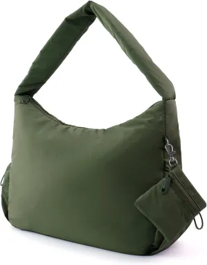 ORAD Nylon Shoulder Bag for Women Puffer Nylon Hobo Purse Lightweight Large Nylon Hobo Handbag Nylon Crescent Bag with Zipper
