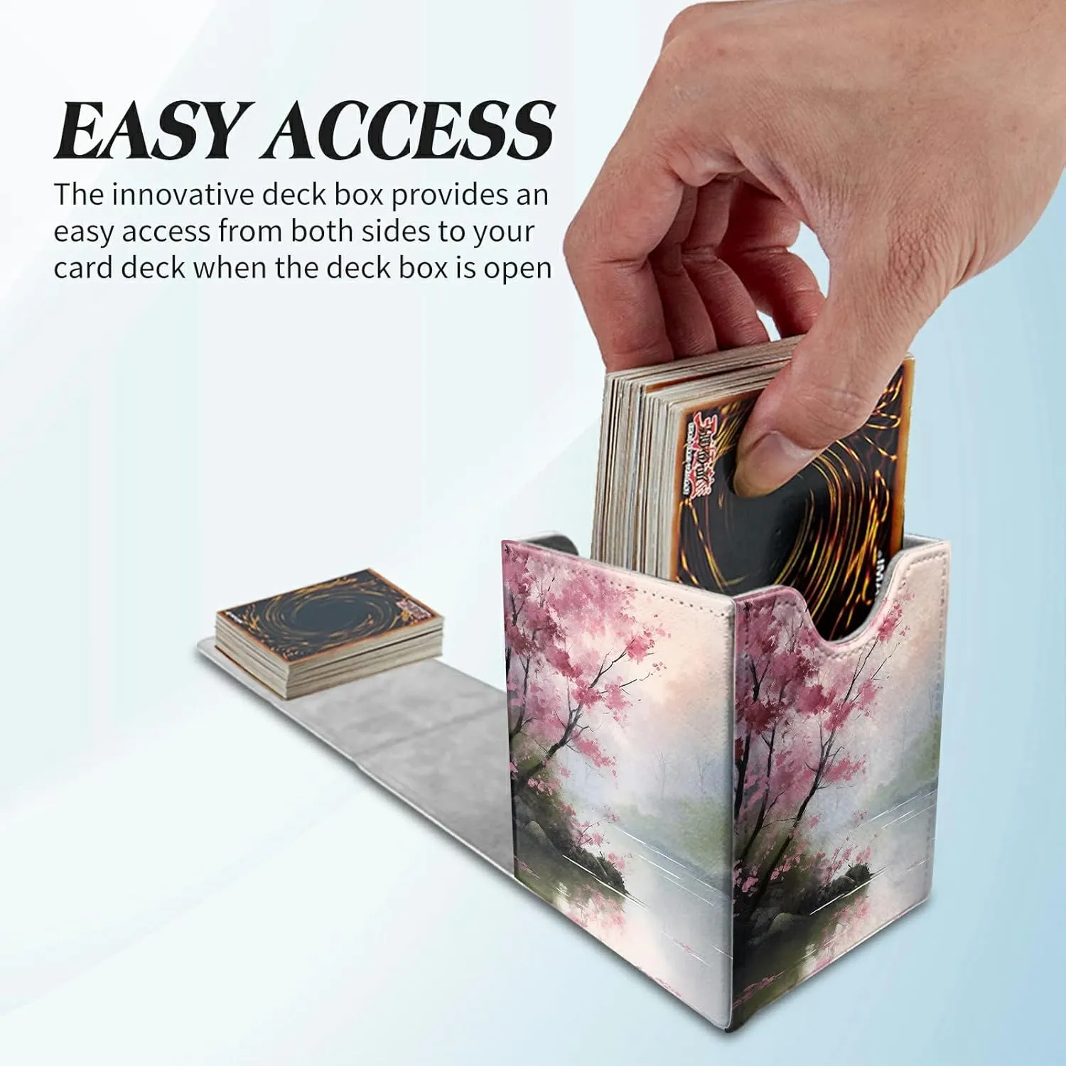 Oriental Flowers Card Commander Deck Box for Trading Cards Storage Box with Strong Magnet Magic Premium Gathering Deck Box Cover for TCG CCG Magic Card