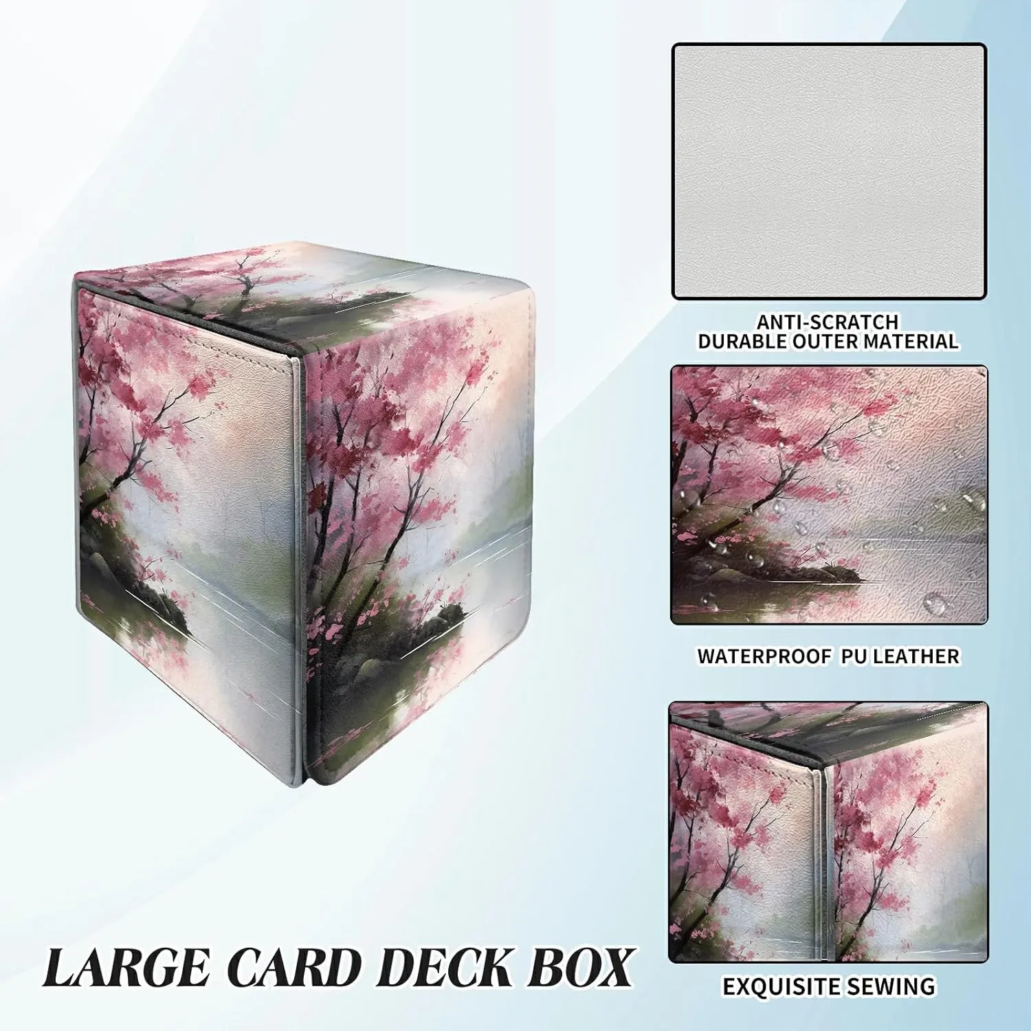 Oriental Flowers Card Commander Deck Box for Trading Cards Storage Box with Strong Magnet Magic Premium Gathering Deck Box Cover for TCG CCG Magic Card