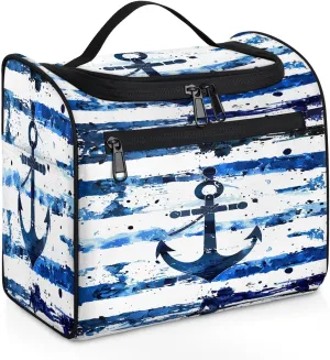 OSAM SPACE Vintage Nautical Anchor Hanging Toiletry Bag for Women Men, Ocean Sea Large Capacity Travel Cosmetic Bag Makeup Organizer for Shampoo Bathroom Shower