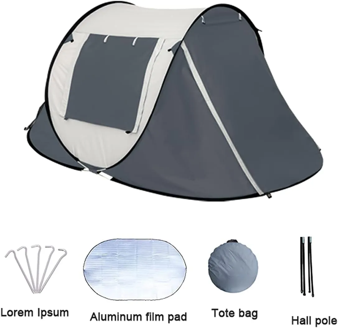 Outdoor Camping Thickened Rain-Proof Automatic Park Beach Picnic Portable Foldable Quick-Open Camping Tent Hopeful, 250*150*115CM