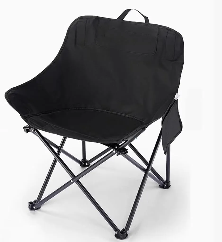 Outdoor Portable Folding Camping Chair Heavy Duty Lawn Chairs with with Carry Bag, for Fishing, Hiking, Picnic, Backpacking, Beach, for Adults Support 220 LBS(Black)