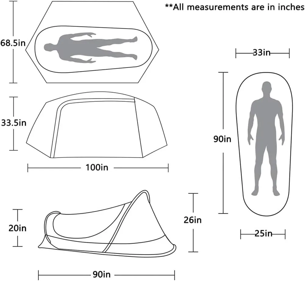 Outdoor Single Aluminium Alloy Lightweight Tent Nylon Tacticals Hut Camping Bed Mosquito Net Field
