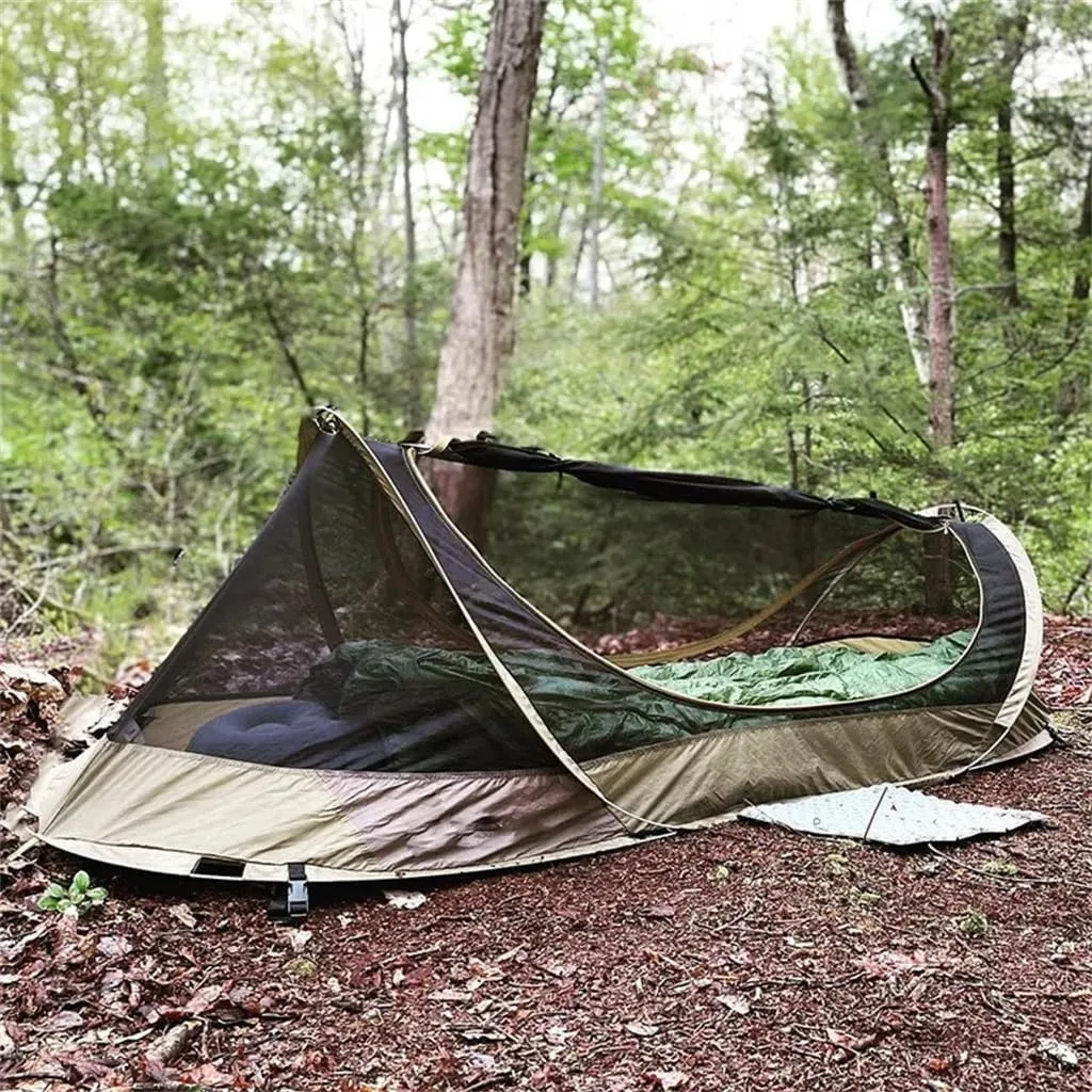 Outdoor Single Aluminium Alloy Lightweight Tent Nylon Tacticals Hut Camping Bed Mosquito Net Field