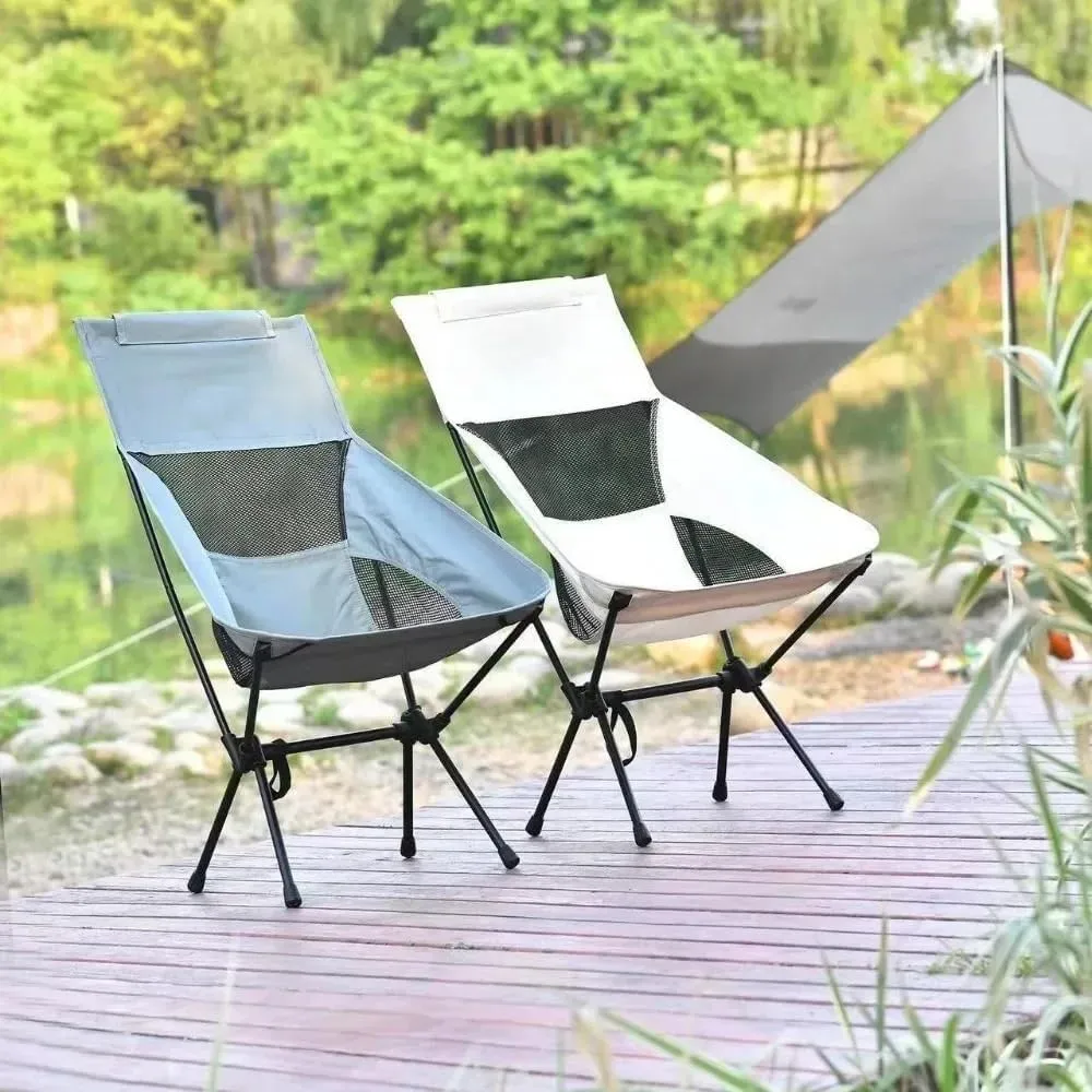 Outdoor Travel Folding Chairs, Beach Picnic Moon Chairs, Portable Folding Large-Sized Black, White, Gray, Military Green(Army Green-L)