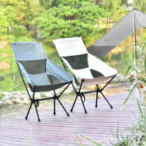 Outdoor Travel Folding Chairs, Beach Picnic Moon Chairs, Portable Folding Large-Sized Black, White, Gray, Military Green(Army Green-L)