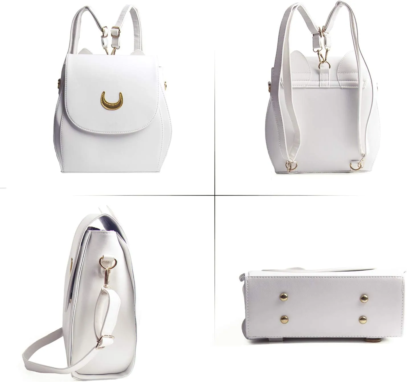 Oweisong Women Moon Sailor Purses and Handbags Cute Cat Anime Backpack Fashion Sparkling Satchel Tote Shoulder Bag