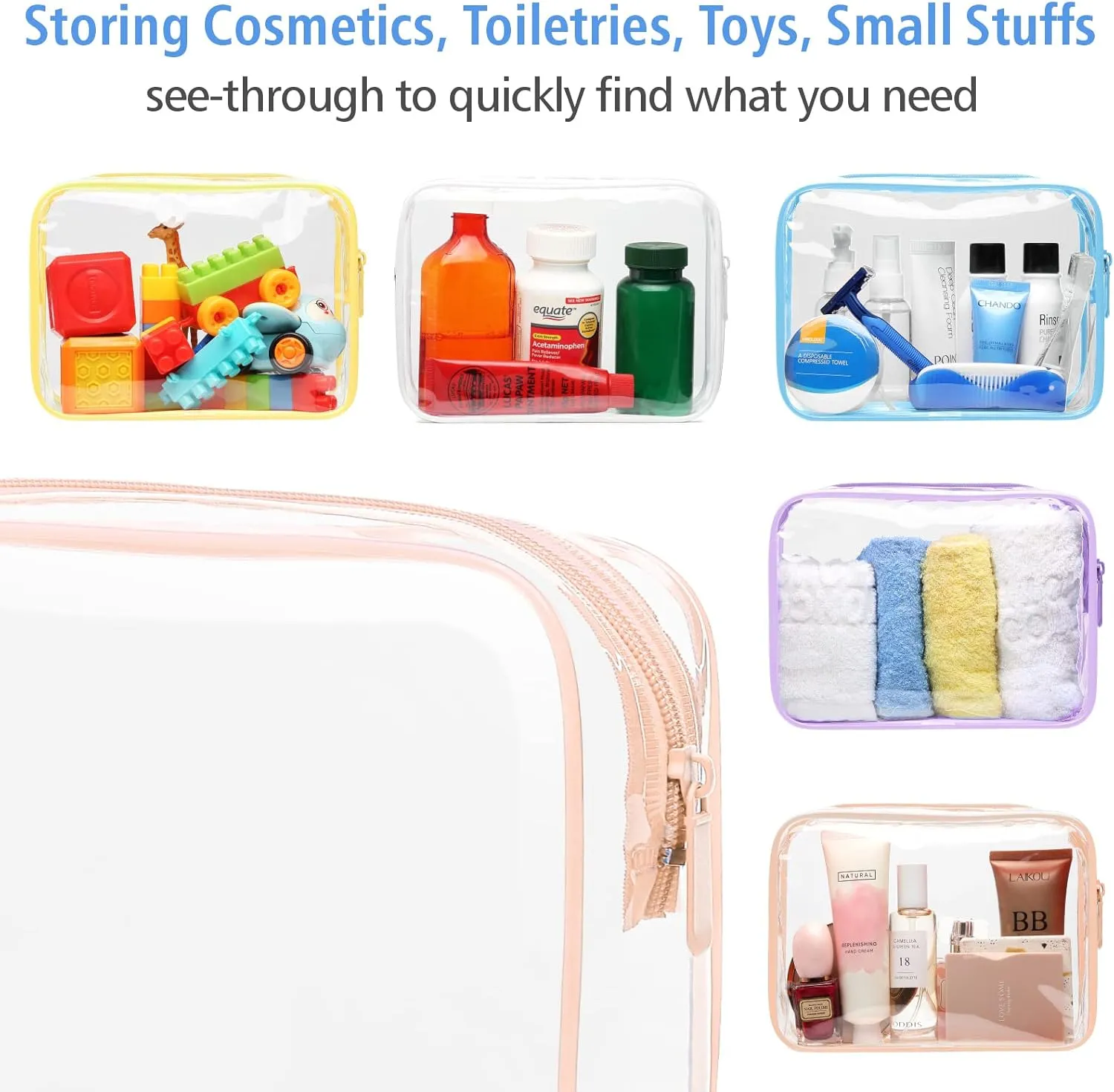 PACKISM Clear Makeup Bag - 2 Packs TSA Approved Toiletry Bag for Women Quart Size Travel Bag TSA Approved, Clear Toiletry Bags for Traveling
