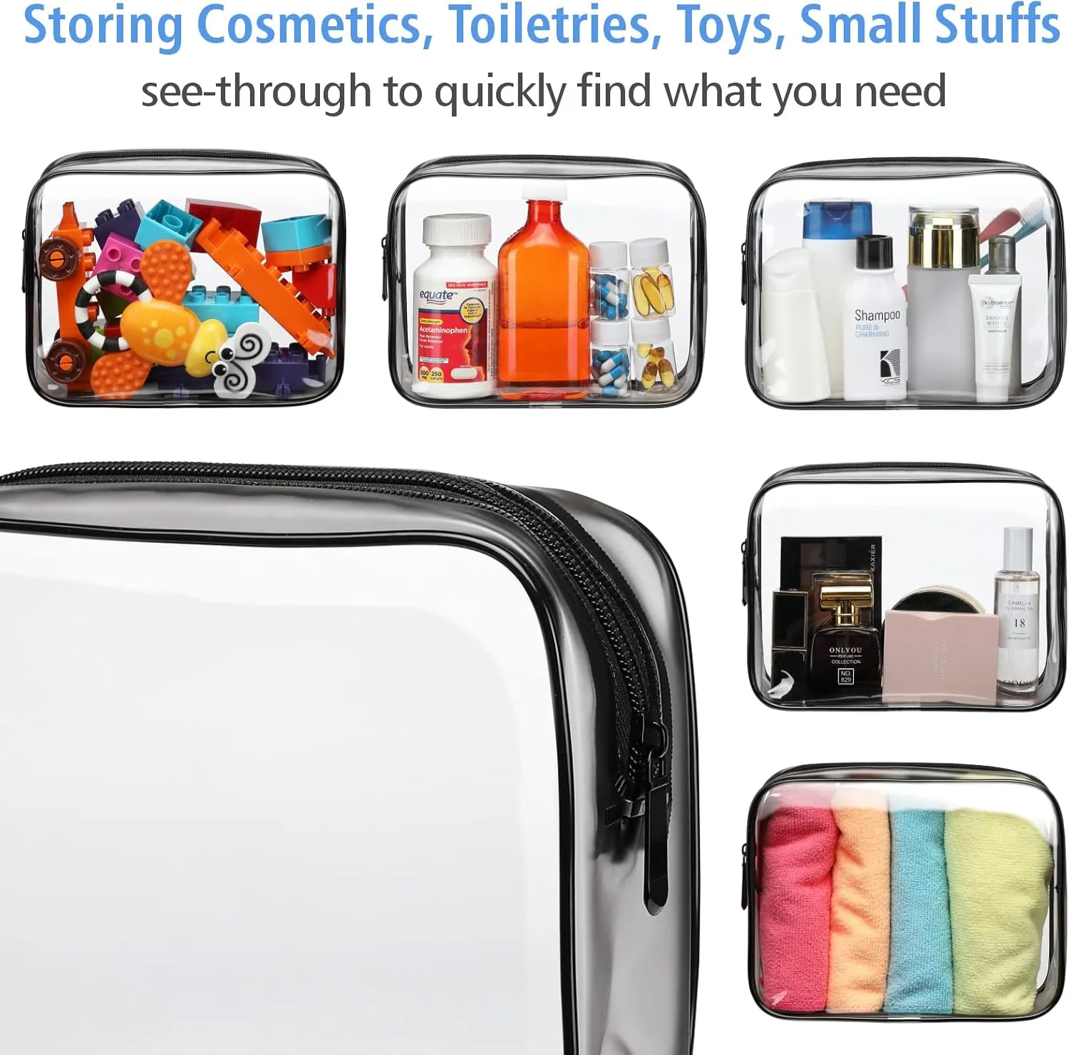 PACKISM Clear Makeup Bag - 2 Packs TSA Approved Toiletry Bag for Women Quart Size Travel Bag TSA Approved, Clear Toiletry Bags for Traveling