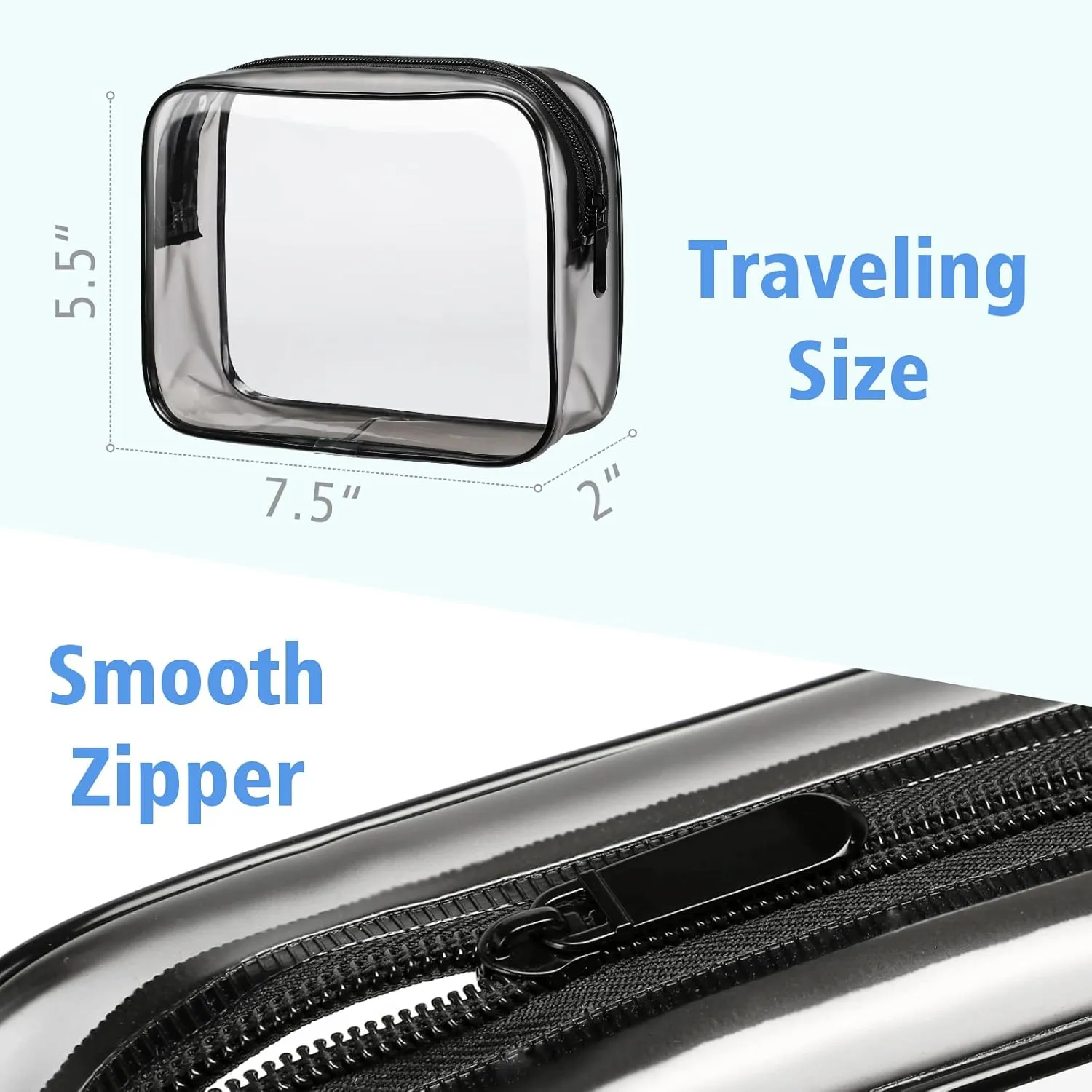 PACKISM Clear Makeup Bag - 2 Packs TSA Approved Toiletry Bag for Women Quart Size Travel Bag TSA Approved, Clear Toiletry Bags for Traveling