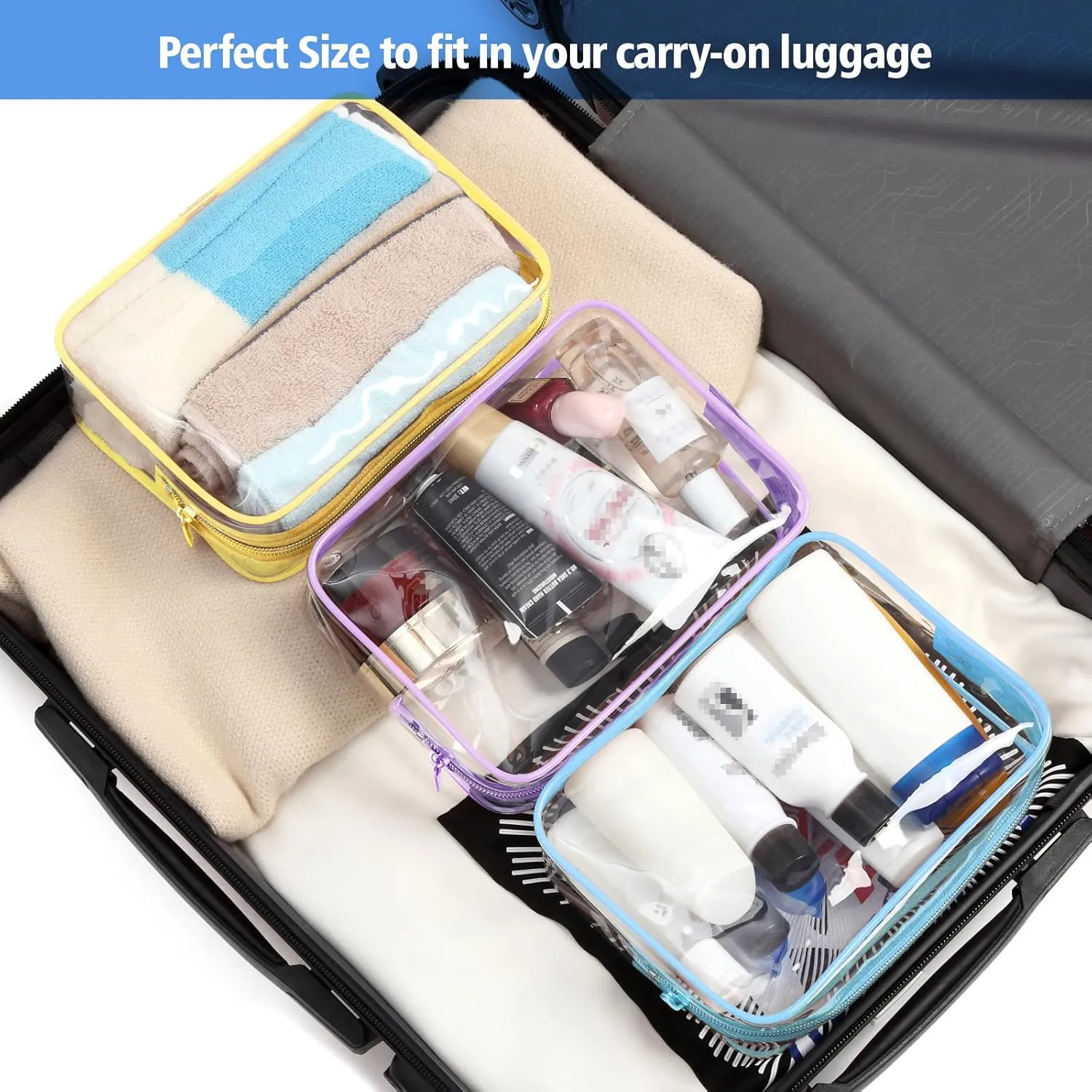 PACKISM Clear Makeup Bag - 2 Packs TSA Approved Toiletry Bag for Women Quart Size Travel Bag TSA Approved, Clear Toiletry Bags for Traveling