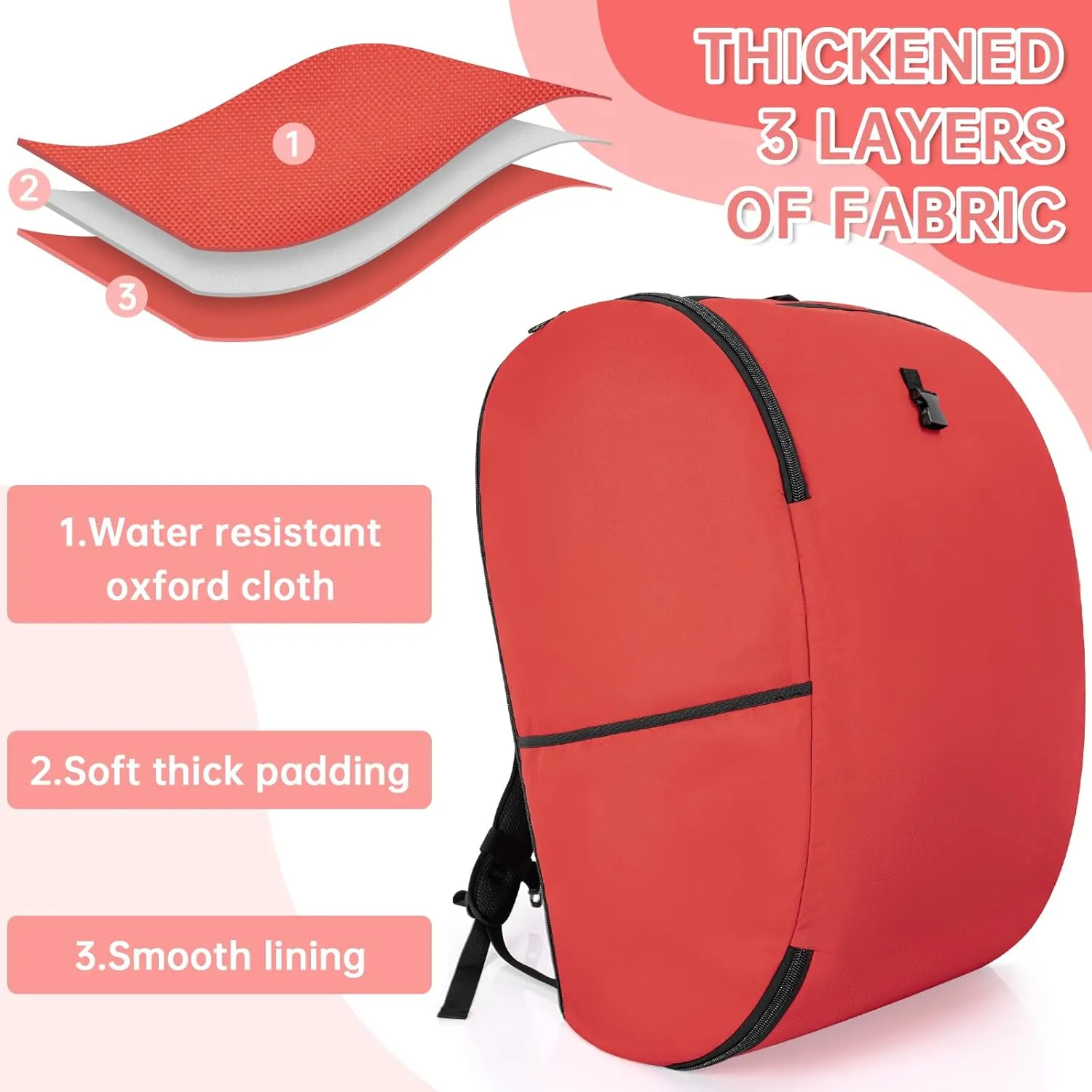 Padded Car Seat Travel Bag Compatible with Doona, Infant Car Seat Travel Bag, Foldable Car Seat Stroller Gate Check Bag for Airplane (Red)
