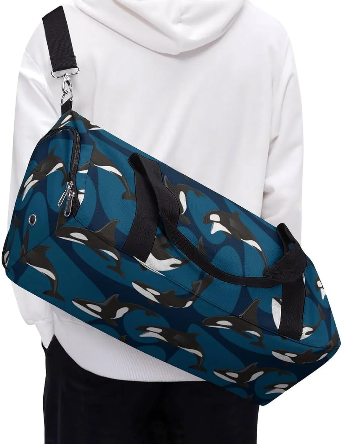 Paisley Navy Blue Pattern Fitness Bag with Large Capacity Backpack And Waterproof Bag