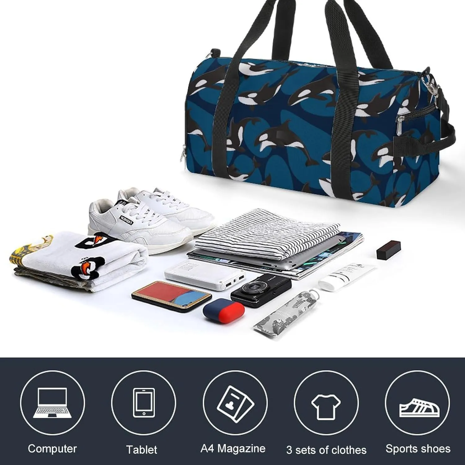 Paisley Navy Blue Pattern Fitness Bag with Large Capacity Backpack And Waterproof Bag