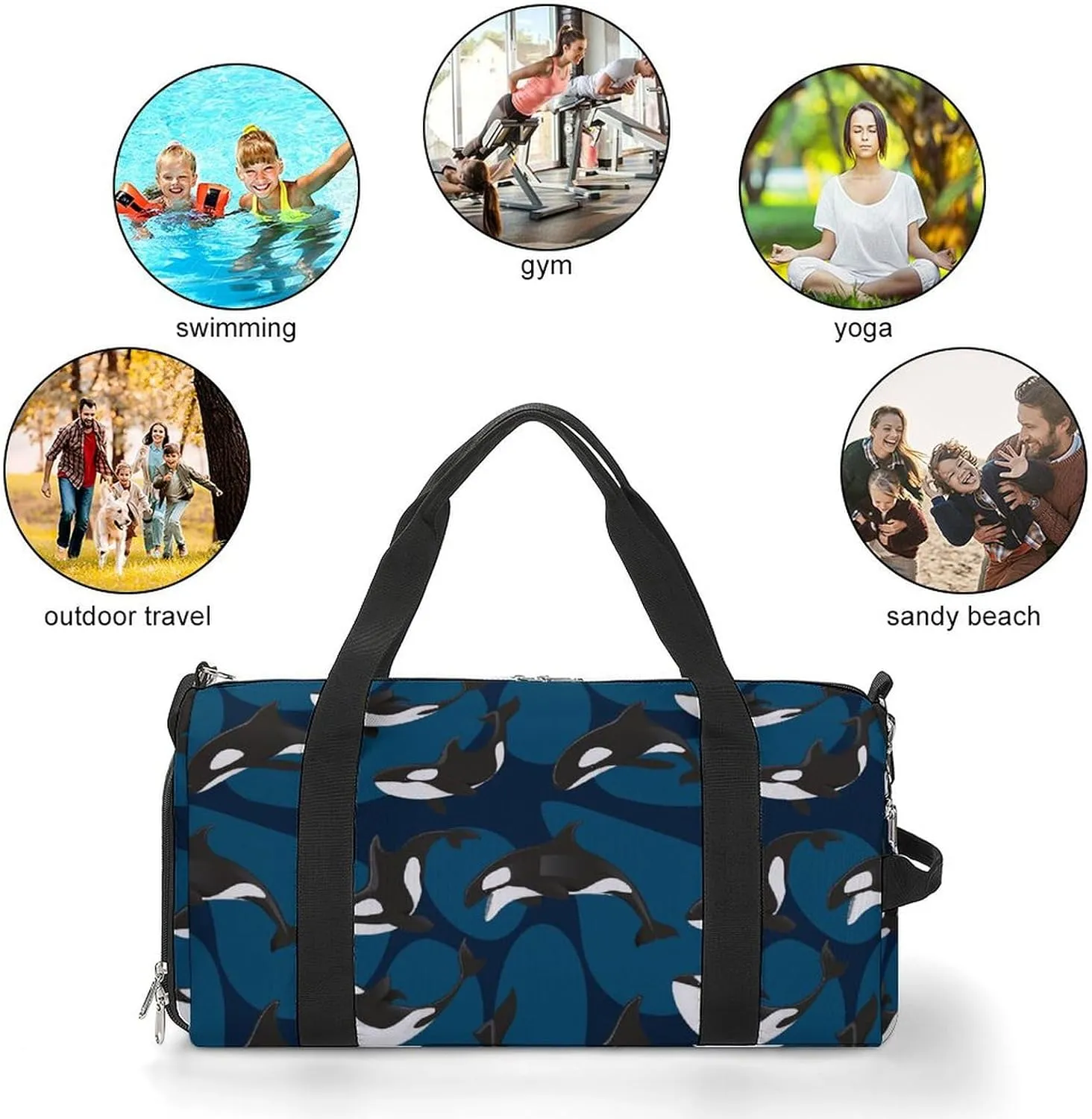 Paisley Navy Blue Pattern Fitness Bag with Large Capacity Backpack And Waterproof Bag