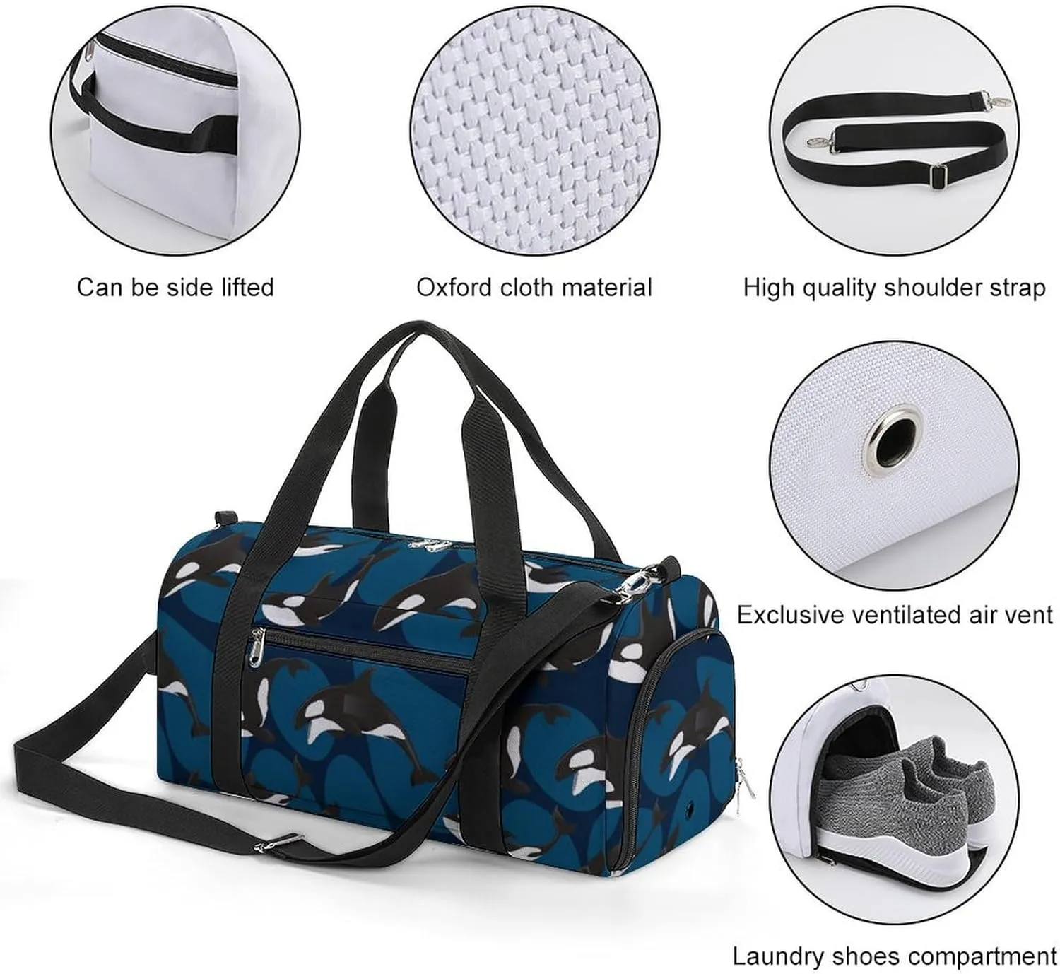 Paisley Navy Blue Pattern Fitness Bag with Large Capacity Backpack And Waterproof Bag