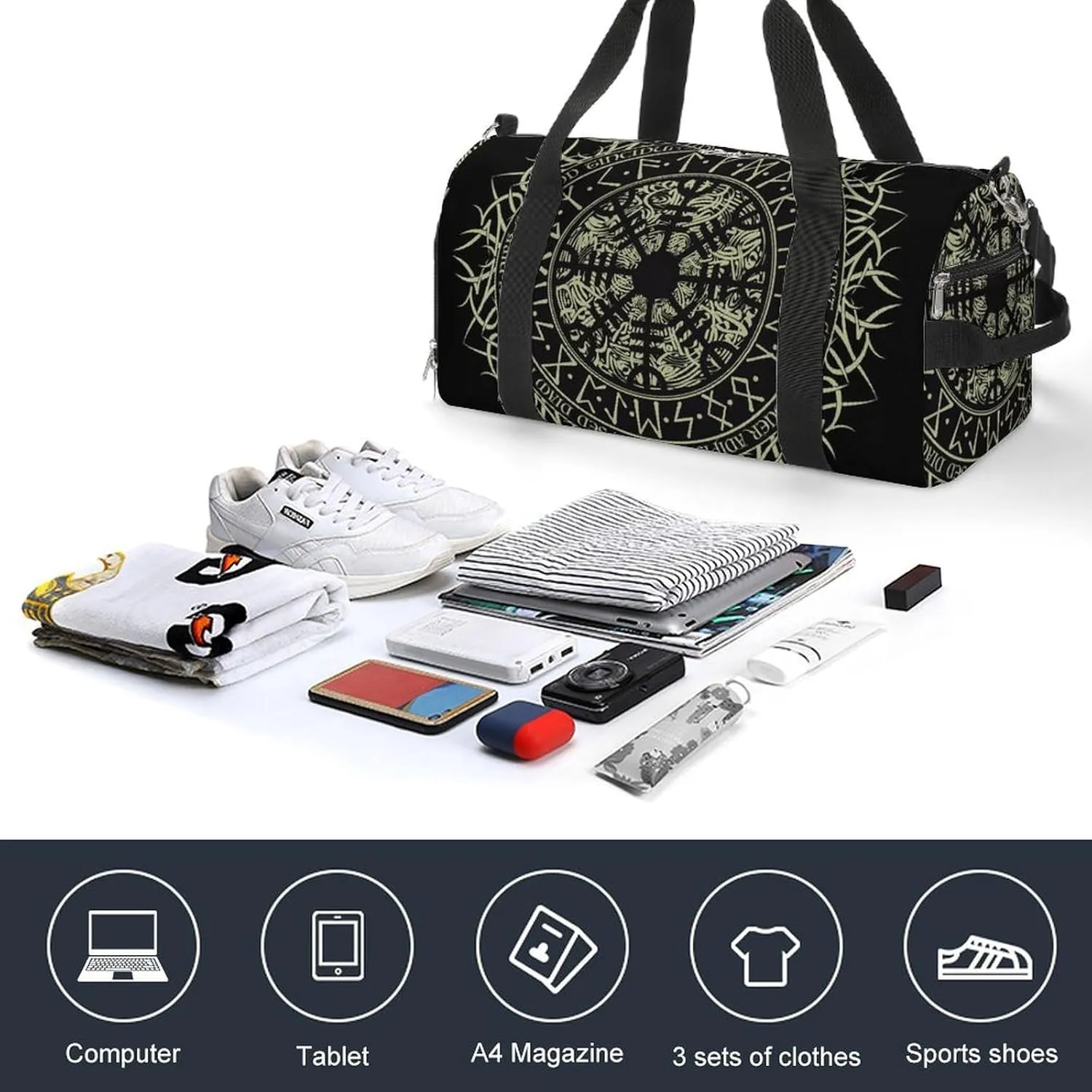 Paisley Navy Blue Pattern Fitness Bag with Large Capacity Backpack And Waterproof Bag