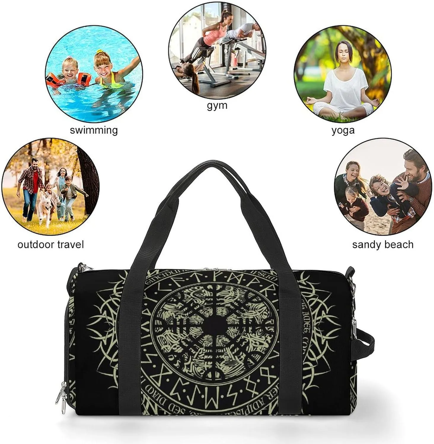 Paisley Navy Blue Pattern Fitness Bag with Large Capacity Backpack And Waterproof Bag