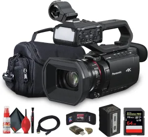 Panasonic AG-CX20 Professional Compact 4K Camcorder Ideal for Broadcast, Live Streaming, and Event Videography (AG-CX20)   64GB Card   Bag   Card Reader   Memory Wallet   Cleaning Kit   HDMI Cable