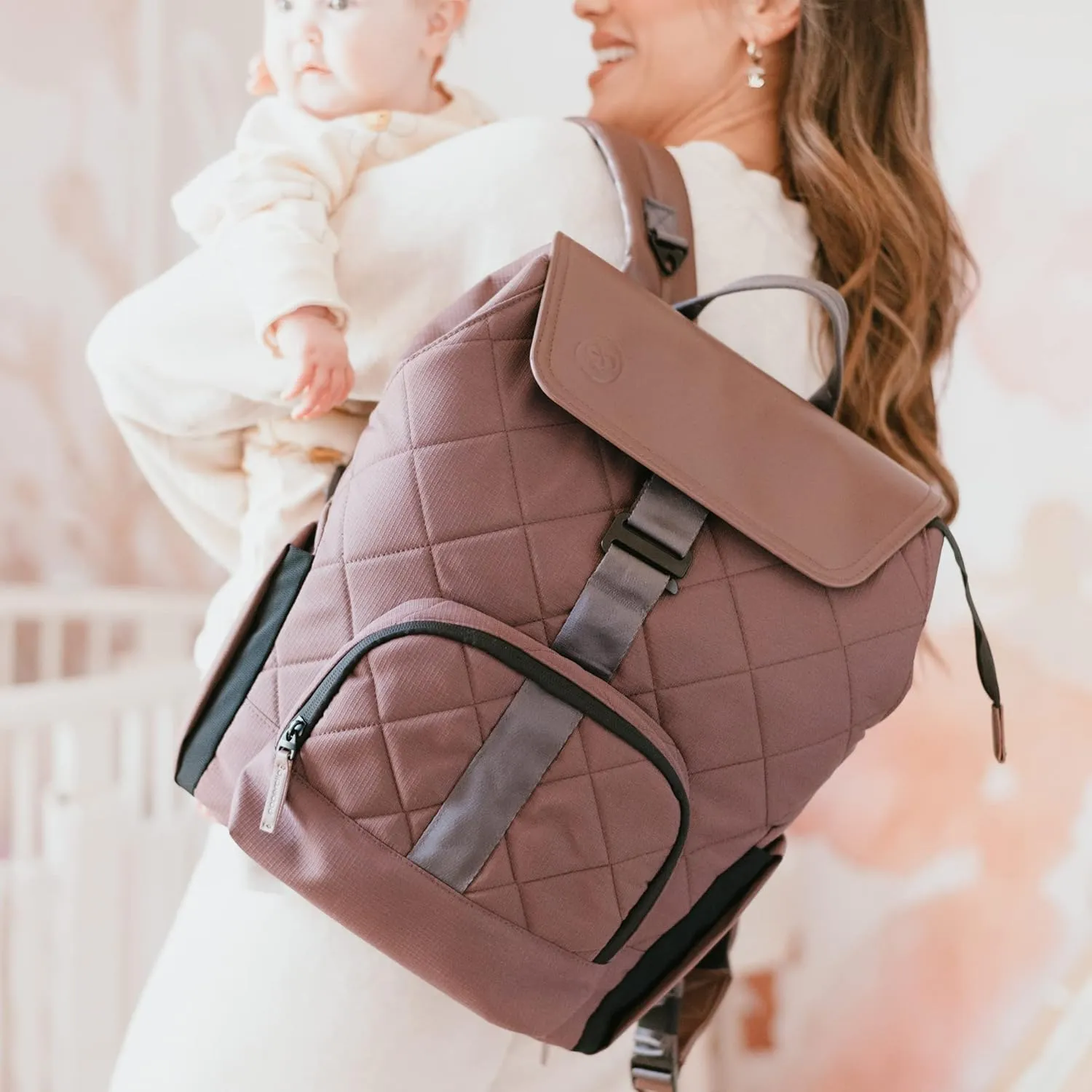 PAPERCLIP Jojo Diaper Bag Backpack with Fold Out Changing Station, Eco-Friendly (Baked Oak)
