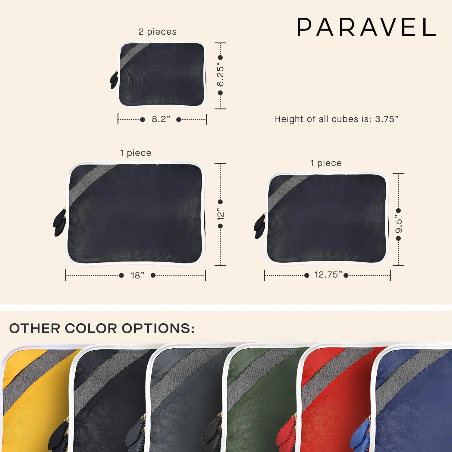 Paravel Packing Cube Quads | Luggage Organizer for Travel Accessories, Shoes, Toiletries, Laundry | 4 Pack Storage Cubes in Various Sizes | Glacial Blue