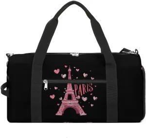 Paris France Eiffel Tower Souvenir Gym Bag for Men Women Lightweight Duffel Bag Sports Workout Bag for Travel Yoga