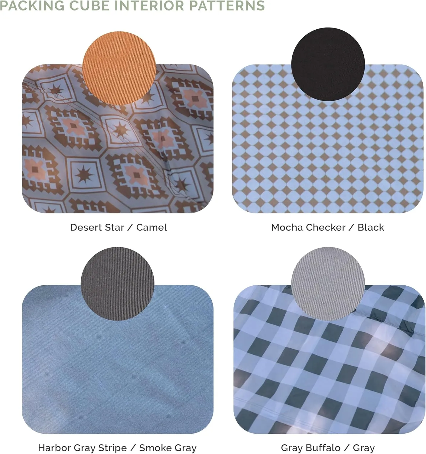 Parker Baby Co. Lightweight Packing Cube Set 3-Pack | Collapsible, Durable, Mesh & Clear Top | Travel Organizer for Diaper Bags, Luggage - Camel/Desert Star