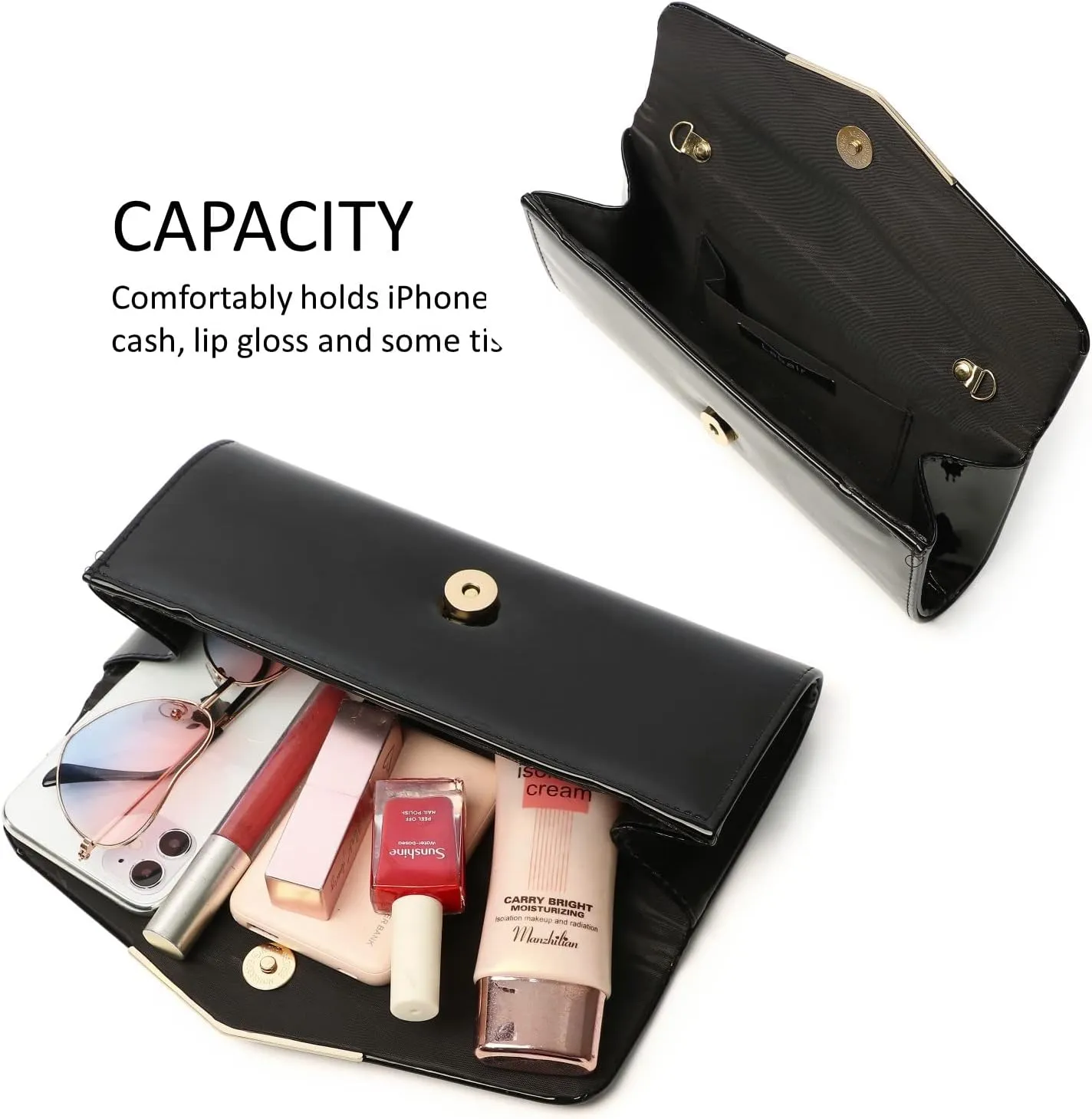 Patent Leather Envelope Clutch Womens Evening Handbag Stylish Crossbody Shoulder Bag Purse for Christmas Wedding Party Prom