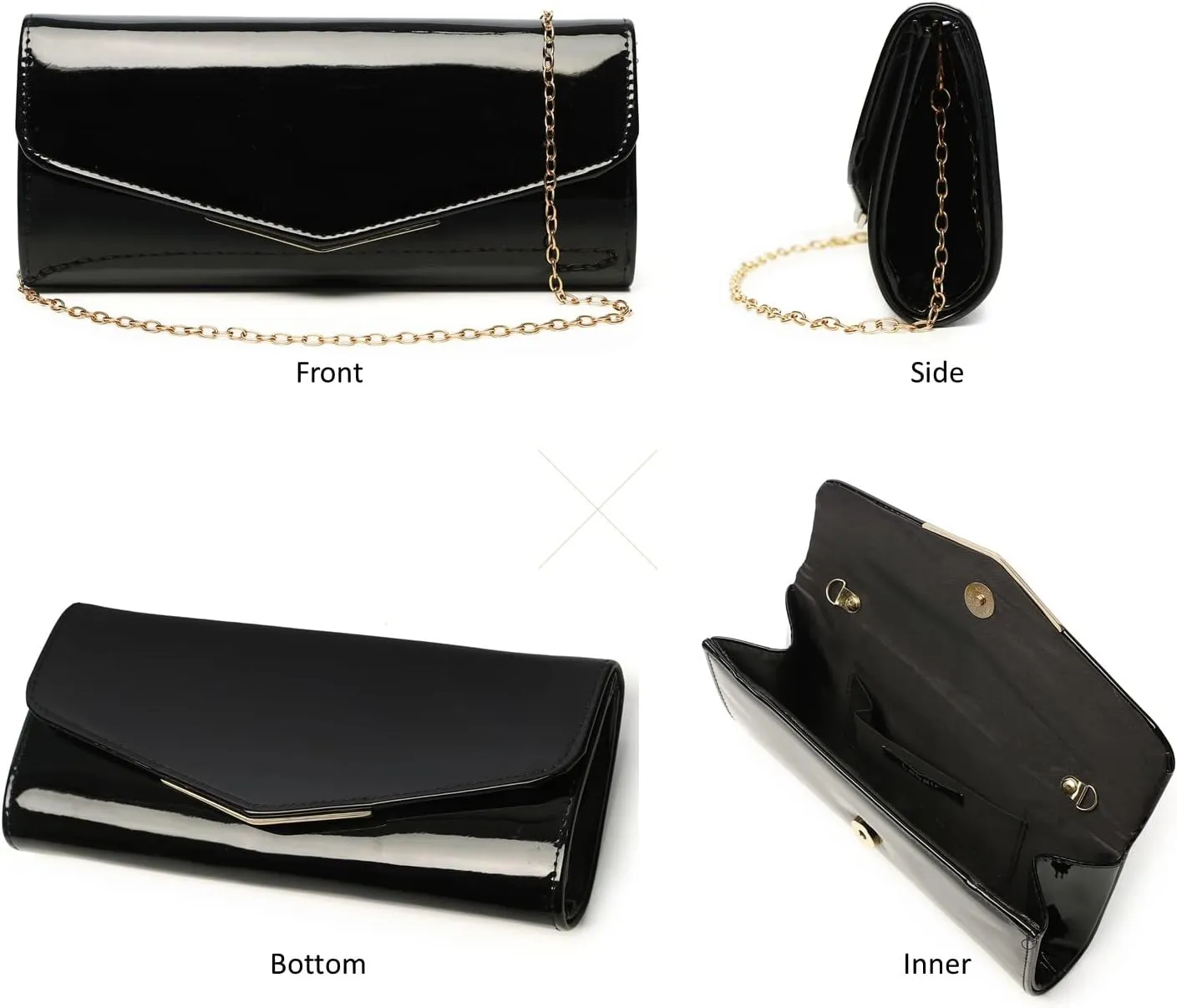 Patent Leather Envelope Clutch Womens Evening Handbag Stylish Crossbody Shoulder Bag Purse for Christmas Wedding Party Prom