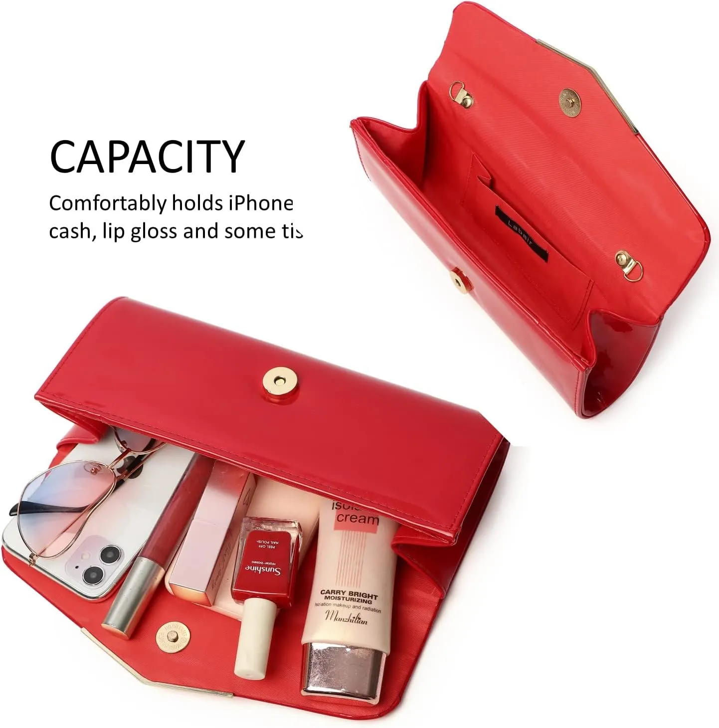 Patent Leather Envelope Clutch Womens Evening Handbag Stylish Crossbody Shoulder Bag Purse for Christmas Wedding Party Prom