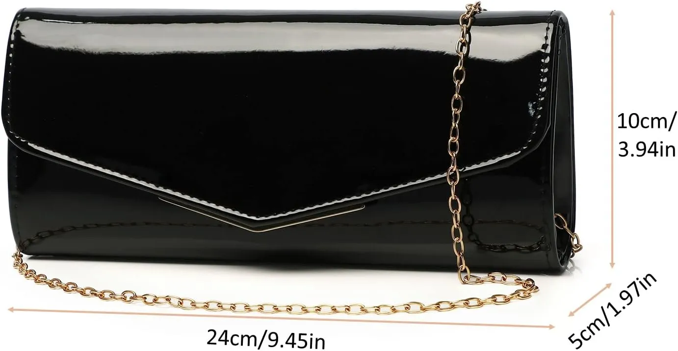 Patent Leather Envelope Clutch Womens Evening Handbag Stylish Crossbody Shoulder Bag Purse for Christmas Wedding Party Prom