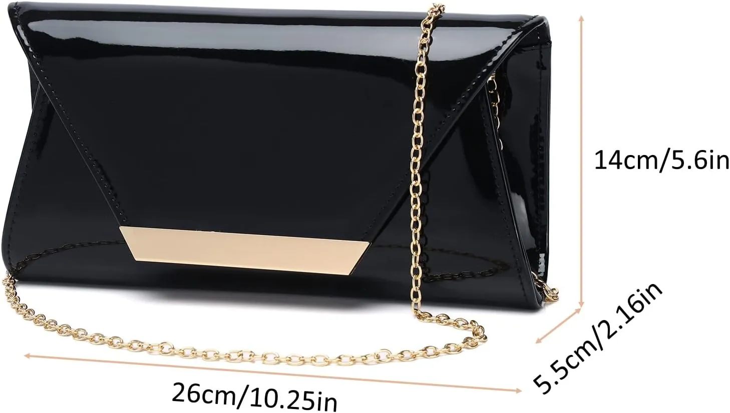 Patent Leather Envelope Clutch Womens Evening Handbag Stylish Shoulder Bag Purse for Christmas Wedding Party Prom
