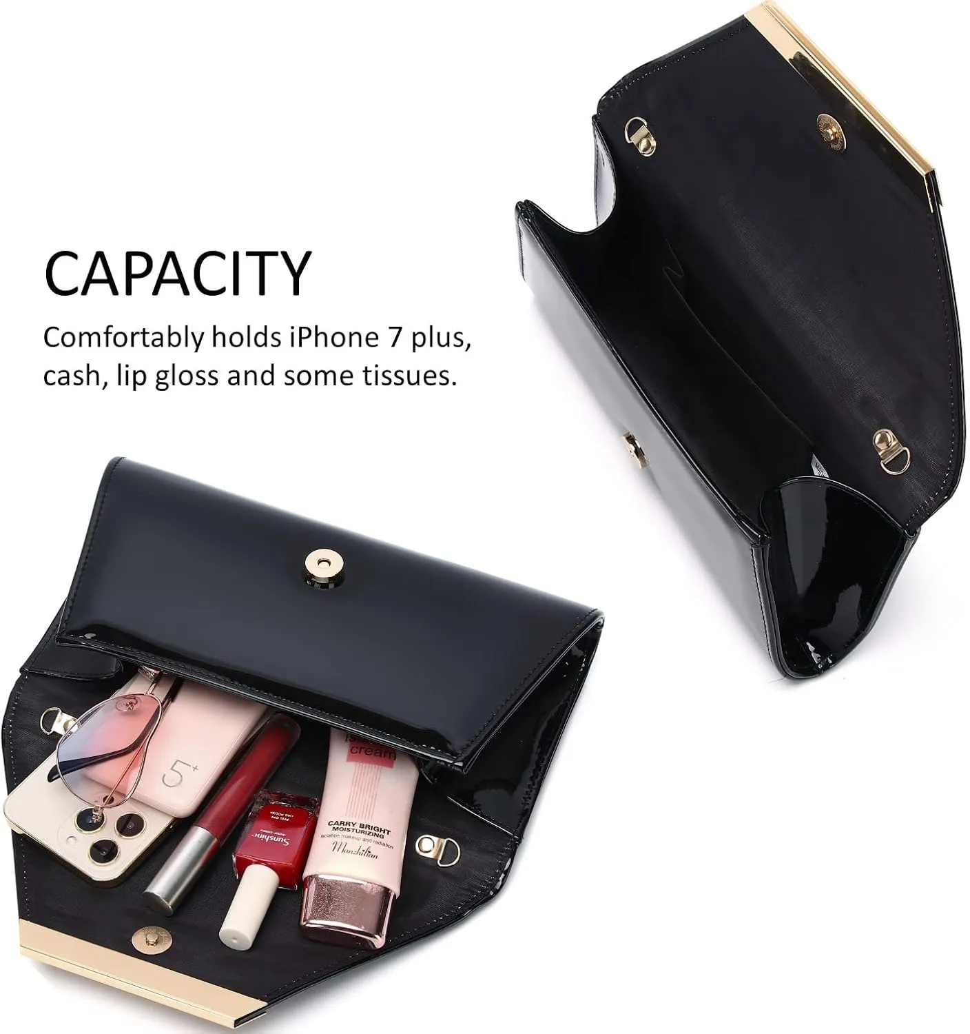 Patent Leather Envelope Clutch Womens Evening Handbag Stylish Shoulder Bag Purse for Christmas Wedding Party Prom
