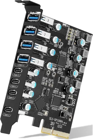 PCIe USB 3.2/3.1 Gen 2 Card 8 Ports Type-A USB C PCIe Card 10Gbps PC Internal hub for Windows 7/8/10 Linux and MacPro 4.1/5.1