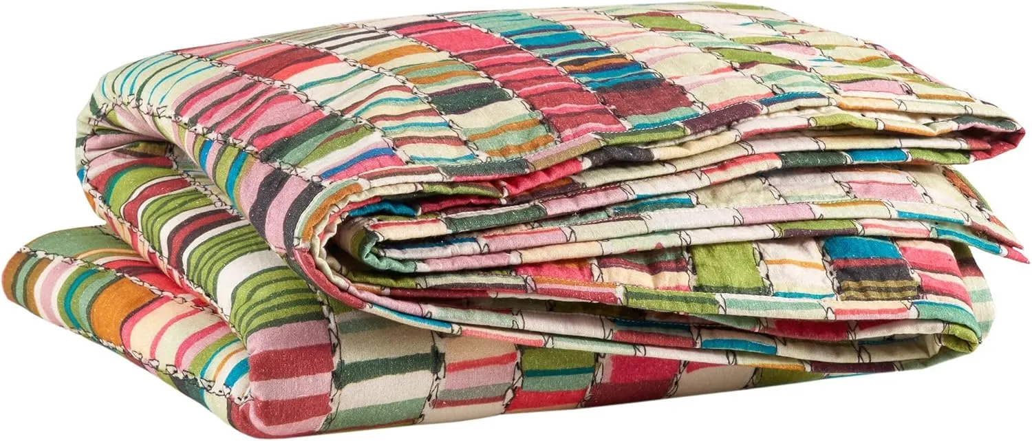 Penelope Stripe Multi Coverlet, King Size, Multi Stripe Pattern