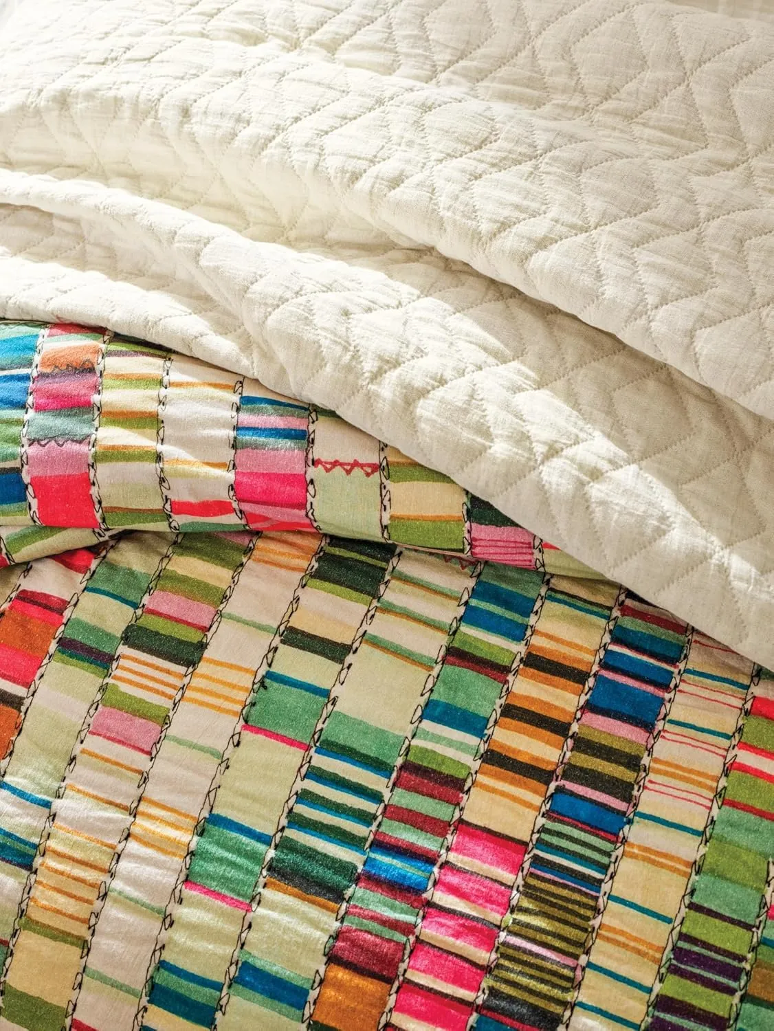 Penelope Stripe Multi Coverlet Sham, Standard Size, Multi Stripe Pattern