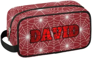 Personalized Custom Spider Web Make Up Organizer Travel Toiletry Bag - Red for Boys - Christmas, Birthday