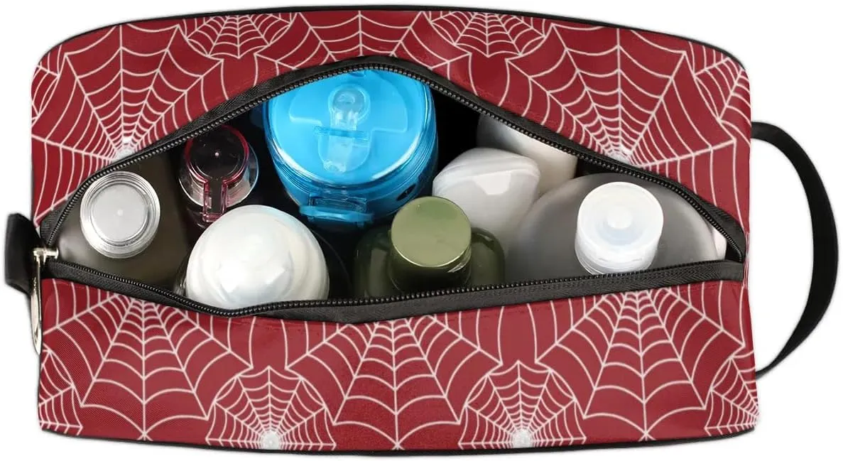 Personalized Custom Spider Web Make Up Organizer Travel Toiletry Bag - Red for Boys - Christmas, Birthday