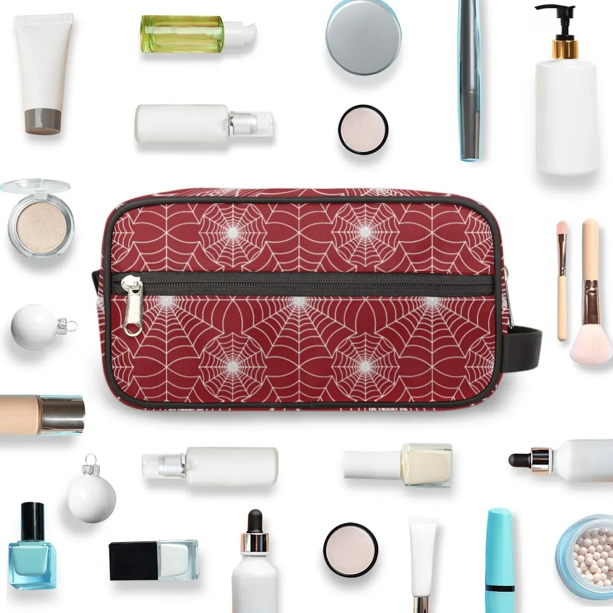 Personalized Custom Spider Web Make Up Organizer Travel Toiletry Bag - Red for Boys - Christmas, Birthday