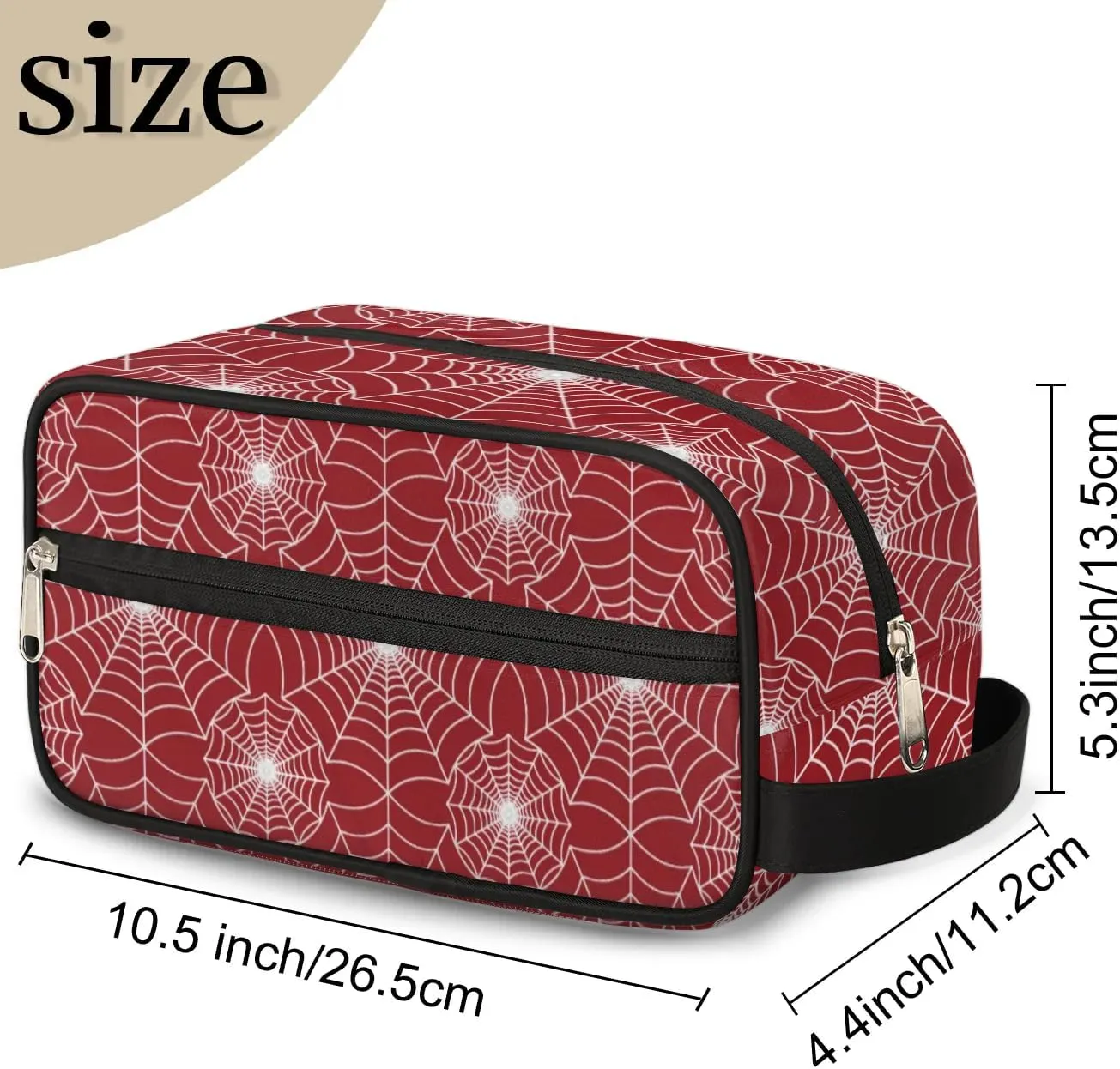 Personalized Custom Spider Web Make Up Organizer Travel Toiletry Bag - Red for Boys - Christmas, Birthday