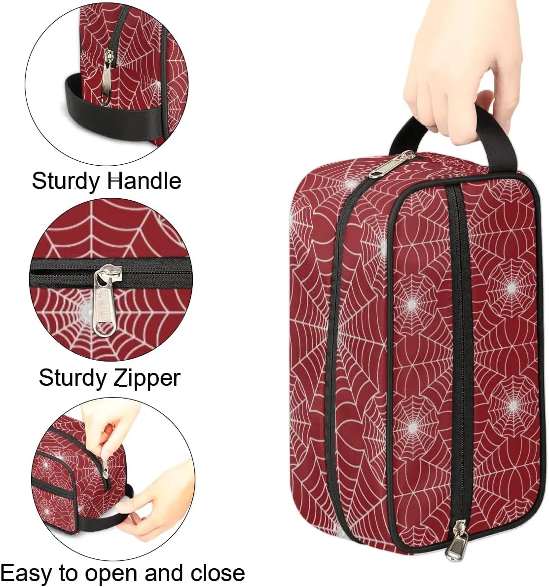 Personalized Custom Spider Web Make Up Organizer Travel Toiletry Bag - Red for Boys - Christmas, Birthday