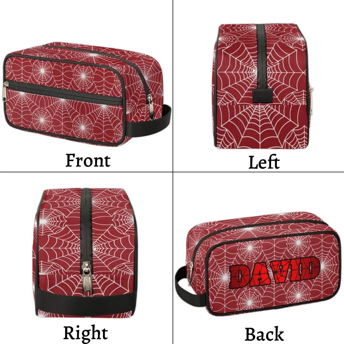 Personalized Custom Spider Web Make Up Organizer Travel Toiletry Bag - Red for Boys - Christmas, Birthday