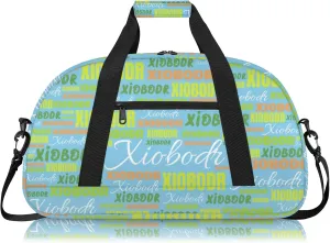 Personalized Cute Duffle Bag - Custom Name Kids Sports Bag, Sleepover Bags for Girls, Lightweight Toddler Boys Overnight Bag for Weekender Travel Cheer Dance Ball Game, Blue Brown Green