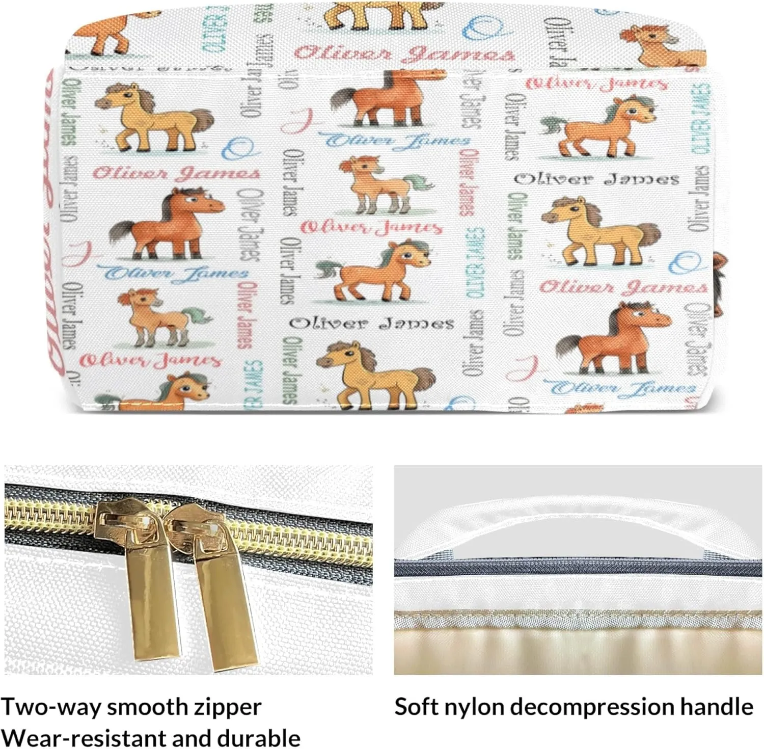 Personalized Diaper Backpack with Name, Custom Horse Baby Backpack Diaper Bag, Boy Girl Multifunctional Mommy Bag