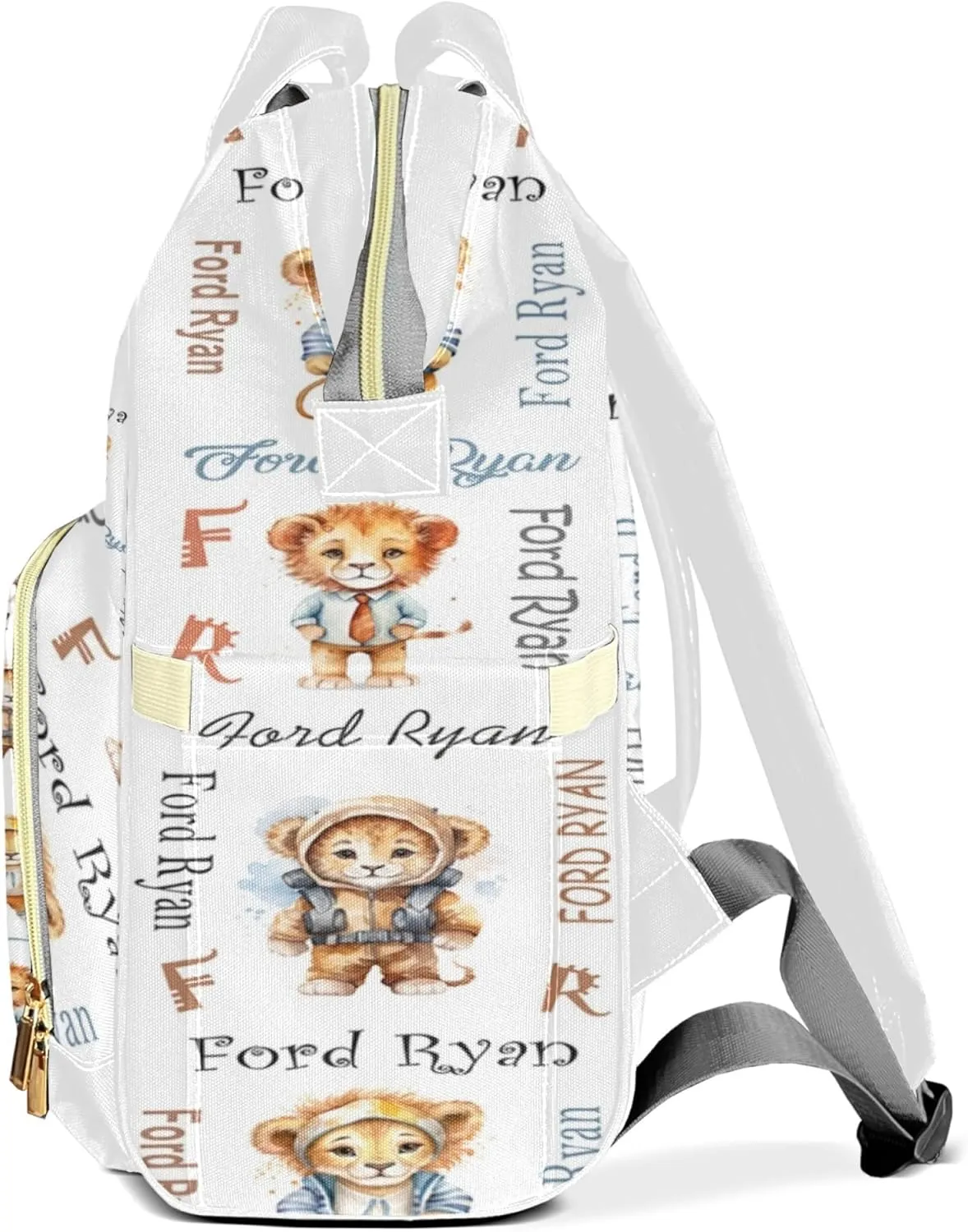 Personalized Diaper Backpack with Name, Custom Lion Baby Backpack Diaper Bag, Boy Girl Multifunctional Mommy Bag